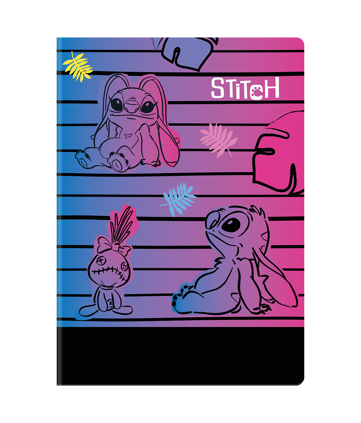 Sešit A5 60 listů Stitch black vzor 3 linka