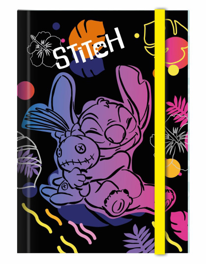 Desky na sešity A5 s širokou gumou - Stitch pastel vzor 2