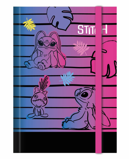Desky na sešity A5 s širokou gumou - Stitch pastel vzor 3