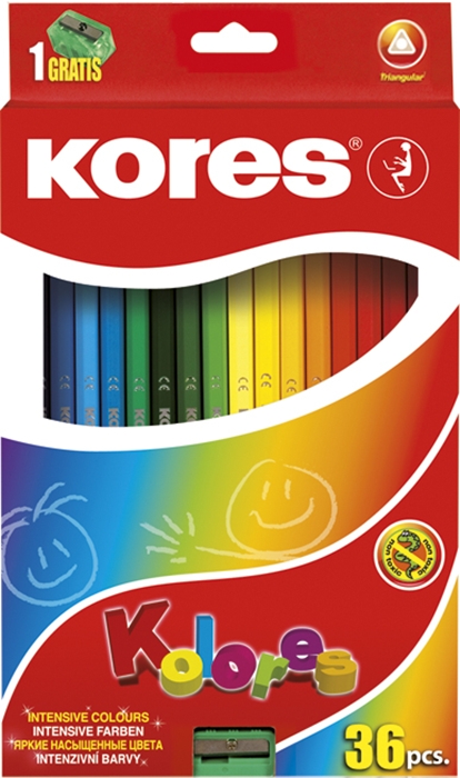 KORES trojhranné pastelky KOLORES 36 ks