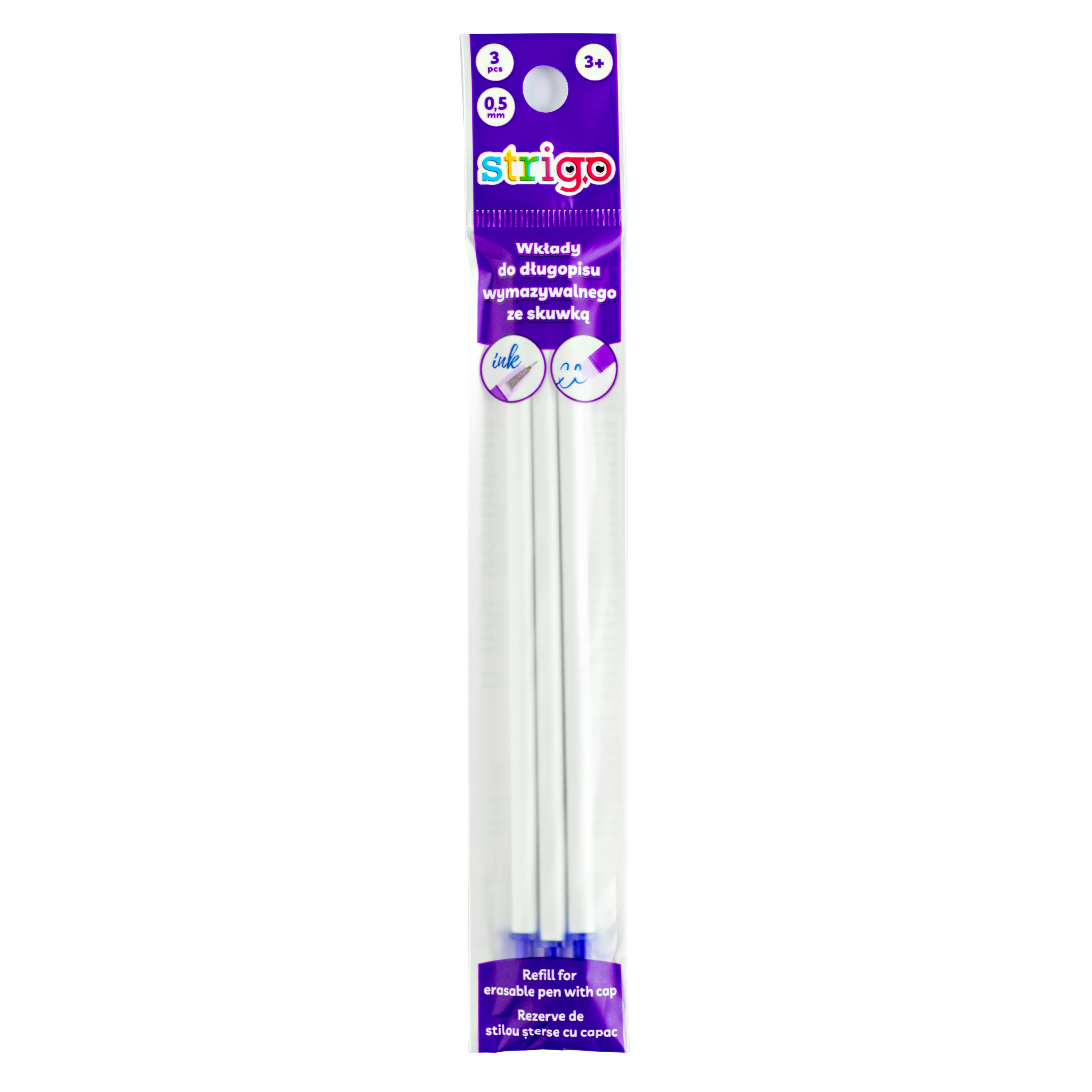 Náplň do gumovacích per STRIGO s víčkem 3 ks 0,5mm