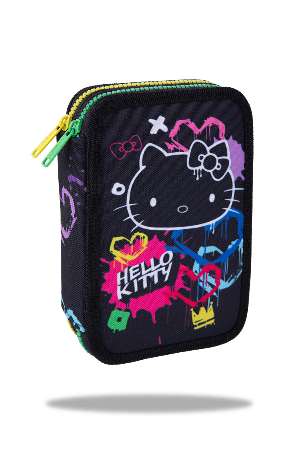 Penál 2 zipy Jumper Hello Kitty Neon Black - vybavený