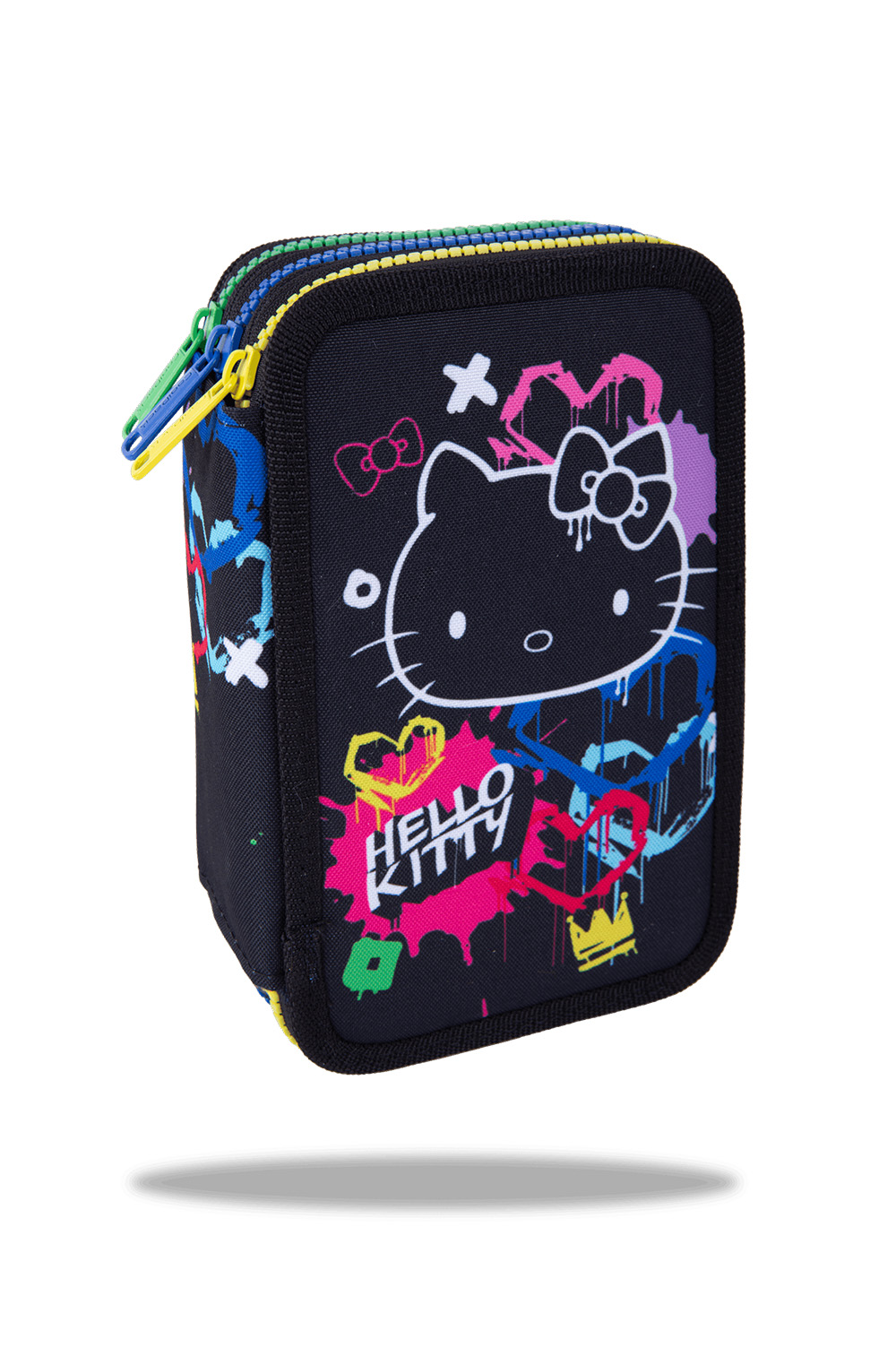 Penál 3 zipy Jumper Hello Kitty Neon Black - vybavený