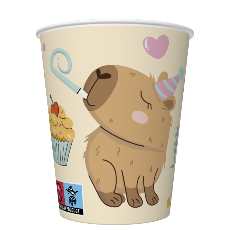 Papírový kelímek 0,25l Cute Kapybara Party