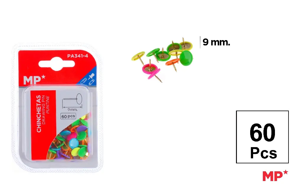 Špendlíky 9 mm 60 ks mix barev