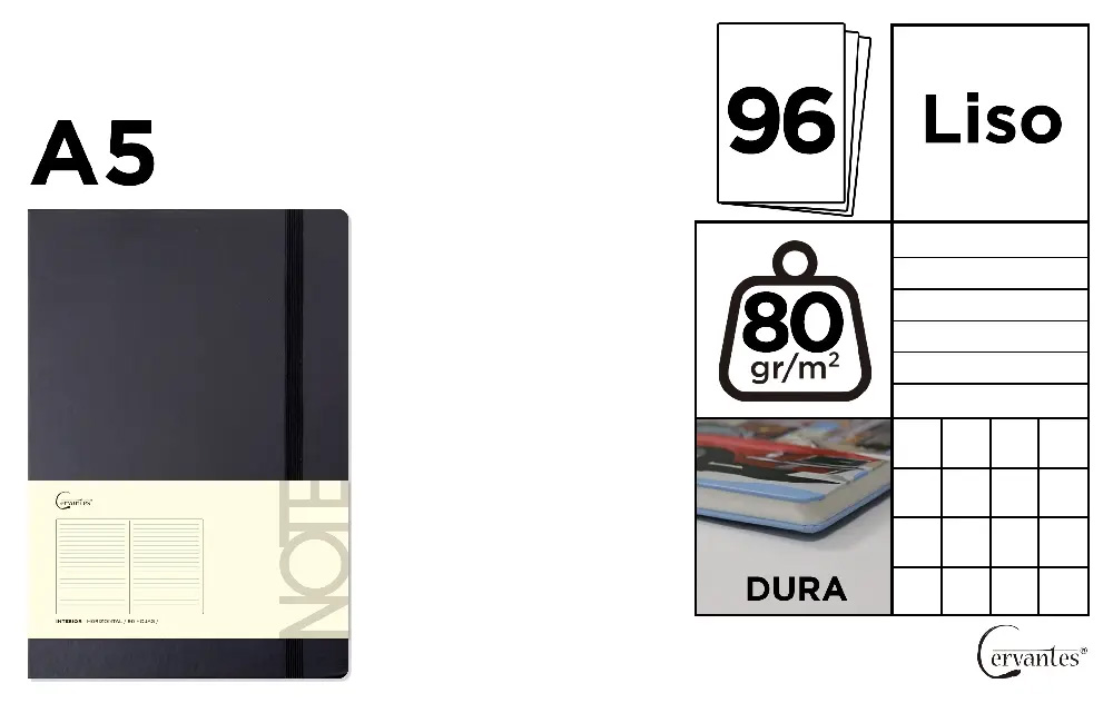 Notes A5 s gumou 96l - černý