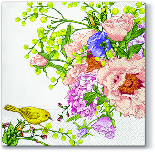 Ubrousky PAW TETE L (20ks) Bird with Flowers