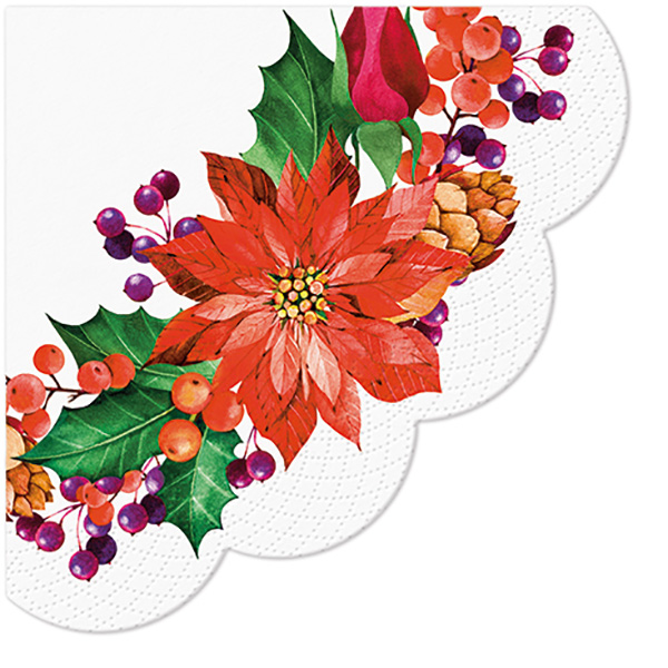 Ubrousky PAW Dekor R (12ks) Poinsettia with Cones